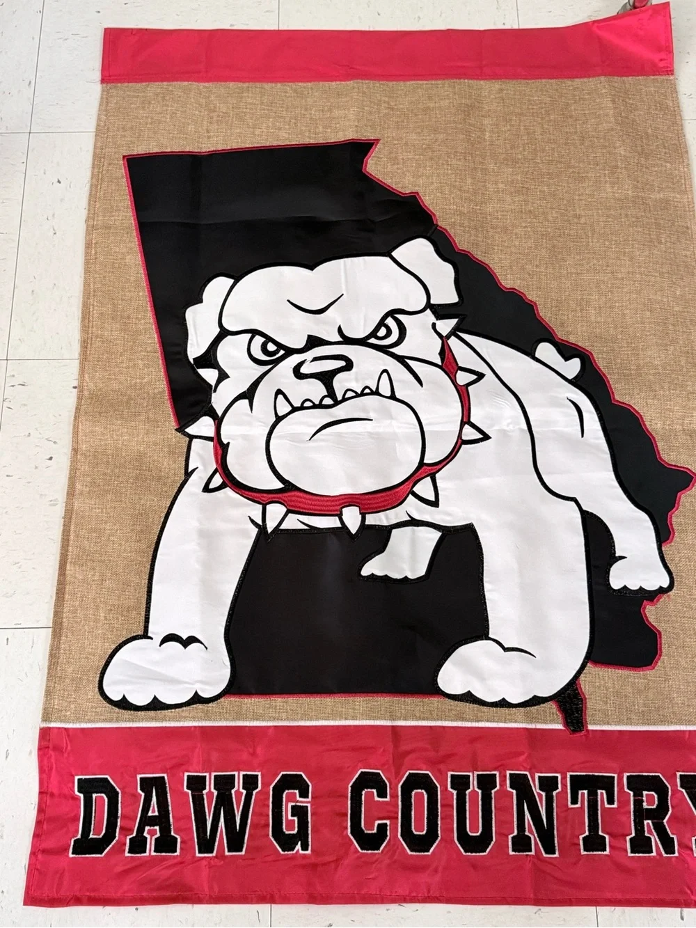 Dawg Country Bulldog Decorative Large Garden Flag- Red, Black, White